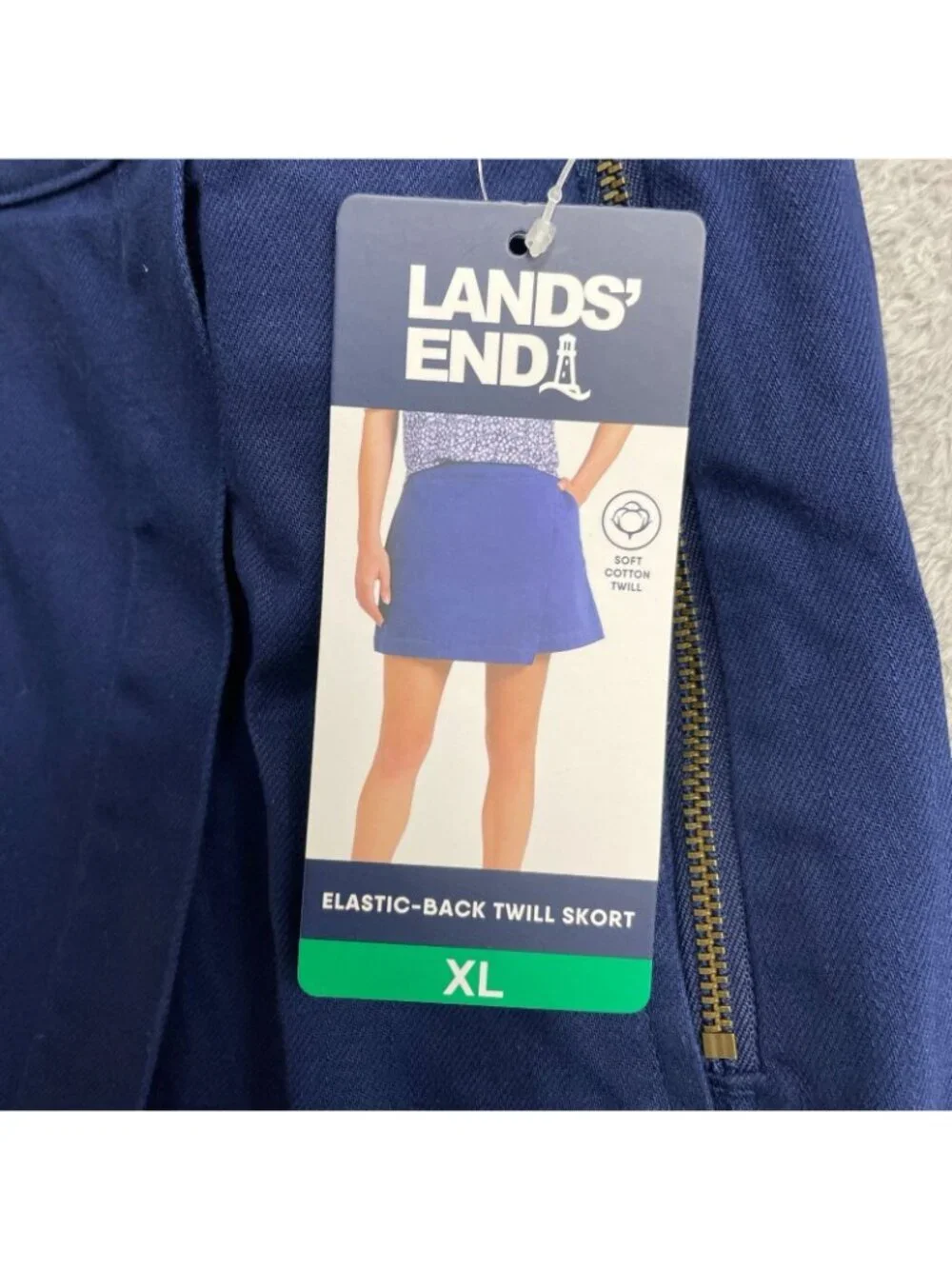 NWT Lands' End Women's XL Elastic-Back Twill Wrap Skorts Soft Cotton Navy  B0932
